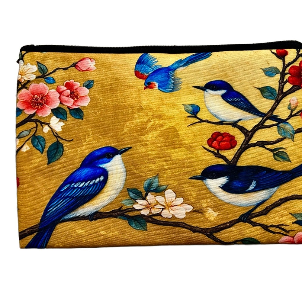 Sanrio Japanese Floral & Bird Design Bag. Zipper Closure: New.